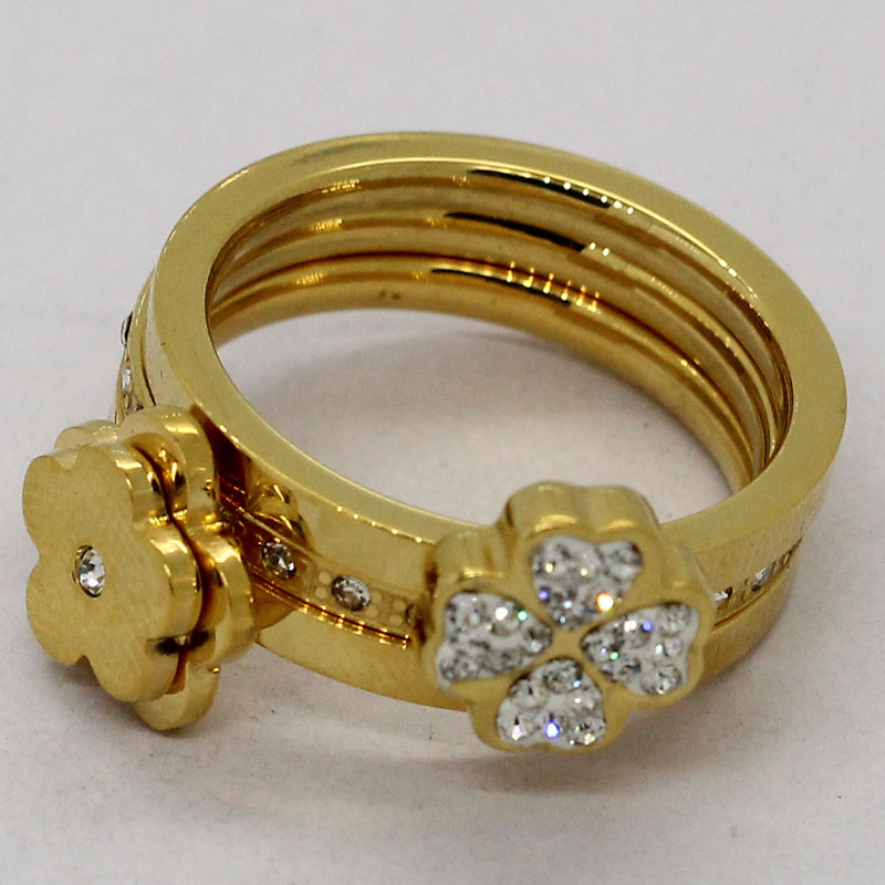 镀真金不锈钢戒指 三环组合个性戒指 不锈钢戒指厂家