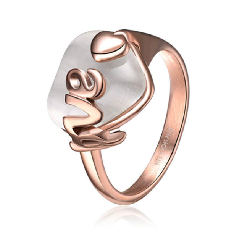 新款玫瑰金戒指，猫眼石不锈钢戒指，不锈钢饰品厂